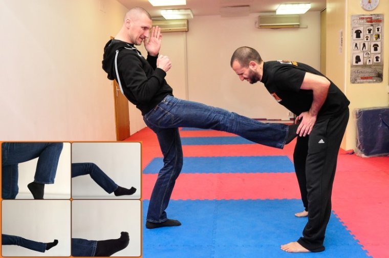 Regular (front) kick with the ball of the foot / knee strike – upward - P 1 Tehnika: Udarac nogom (regular) / udarac koljenom